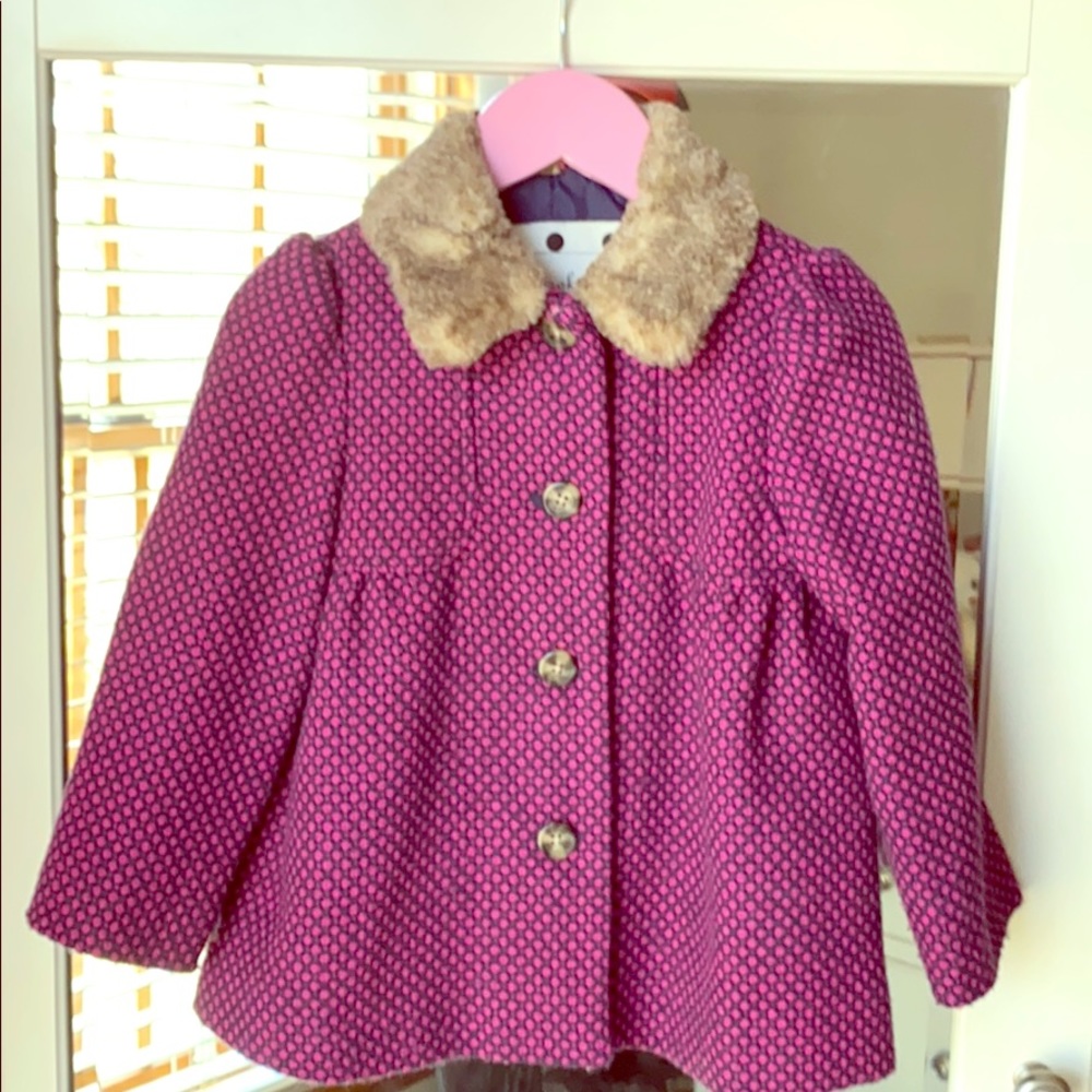 Cherokee Toddler Dress Coat with Fur collar.